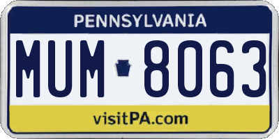 PA license plate MUM8063