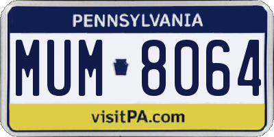 PA license plate MUM8064