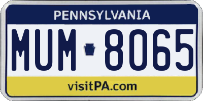PA license plate MUM8065