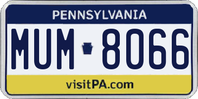PA license plate MUM8066