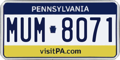 PA license plate MUM8071