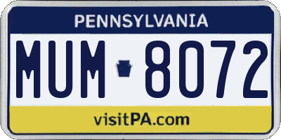 PA license plate MUM8072