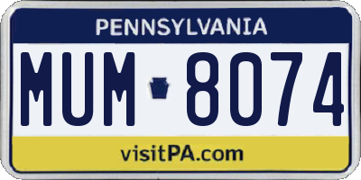 PA license plate MUM8074