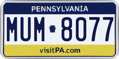 PA license plate MUM8077