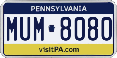 PA license plate MUM8080