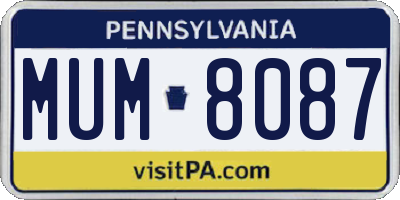 PA license plate MUM8087