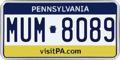 PA license plate MUM8089