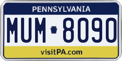 PA license plate MUM8090