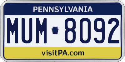 PA license plate MUM8092