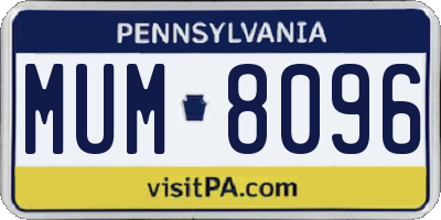 PA license plate MUM8096