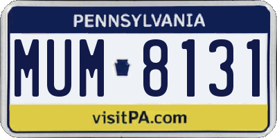 PA license plate MUM8131
