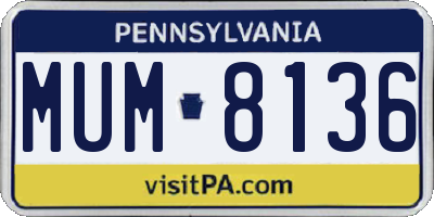 PA license plate MUM8136