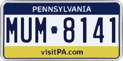 PA license plate MUM8141