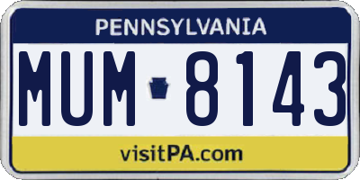 PA license plate MUM8143