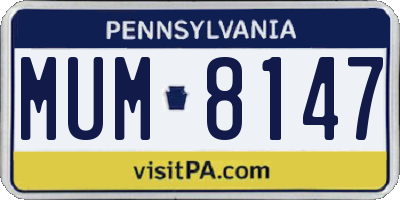 PA license plate MUM8147