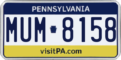PA license plate MUM8158