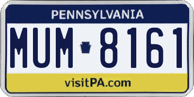 PA license plate MUM8161