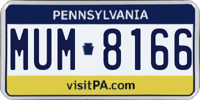 PA license plate MUM8166