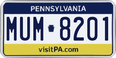 PA license plate MUM8201