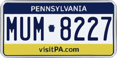 PA license plate MUM8227