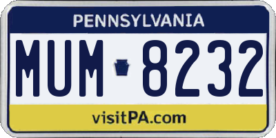 PA license plate MUM8232