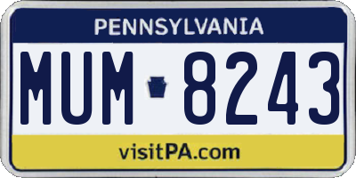 PA license plate MUM8243