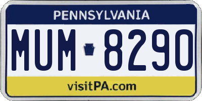 PA license plate MUM8290