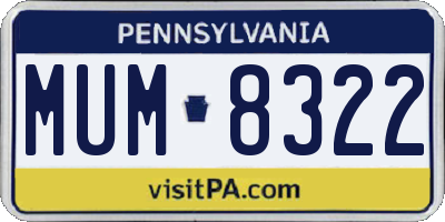 PA license plate MUM8322