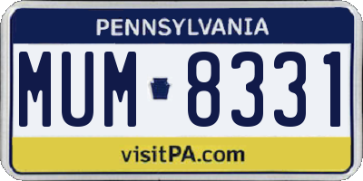 PA license plate MUM8331