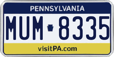 PA license plate MUM8335
