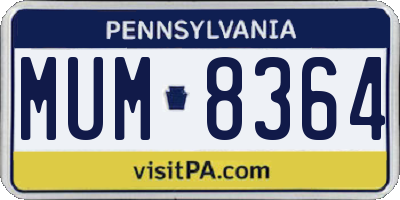 PA license plate MUM8364