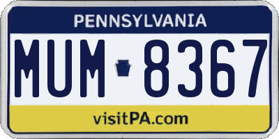 PA license plate MUM8367