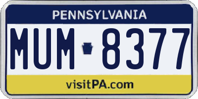 PA license plate MUM8377