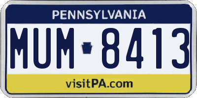 PA license plate MUM8413