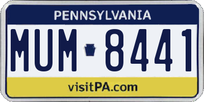 PA license plate MUM8441