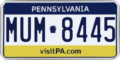 PA license plate MUM8445