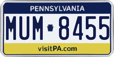 PA license plate MUM8455