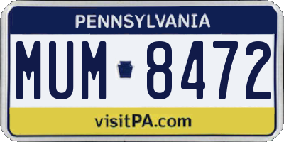 PA license plate MUM8472