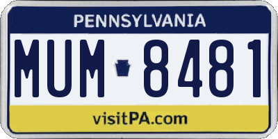 PA license plate MUM8481
