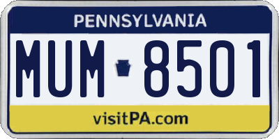 PA license plate MUM8501