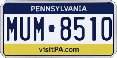 PA license plate MUM8510