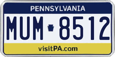 PA license plate MUM8512