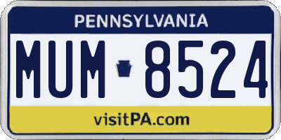 PA license plate MUM8524