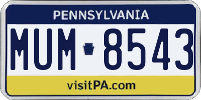 PA license plate MUM8543