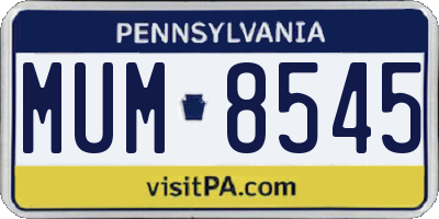 PA license plate MUM8545