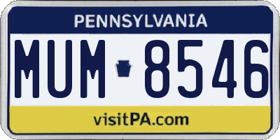 PA license plate MUM8546