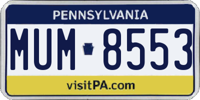 PA license plate MUM8553