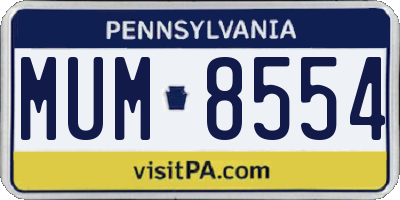 PA license plate MUM8554