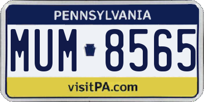PA license plate MUM8565