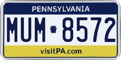 PA license plate MUM8572